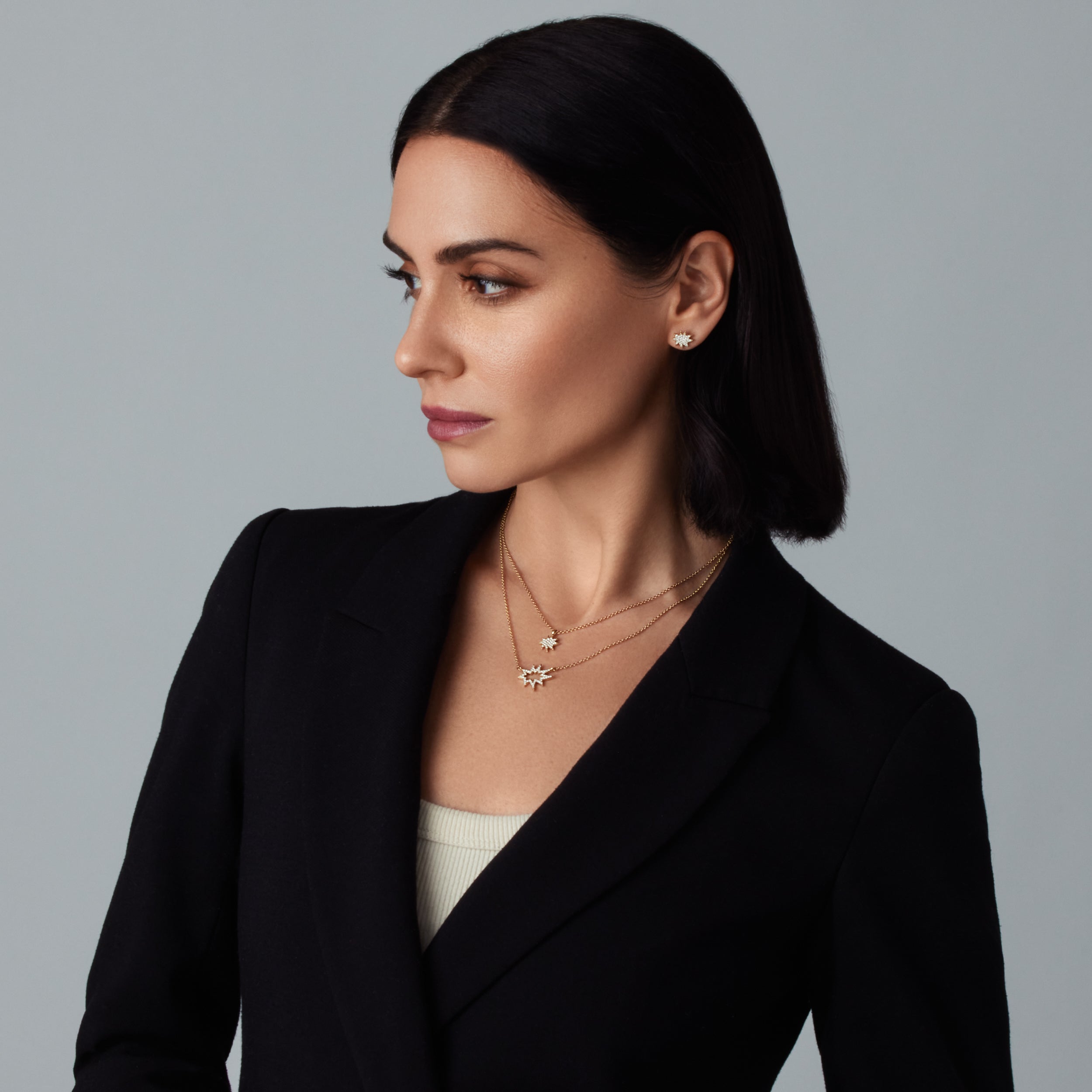 Gold Midi Nova KAPOW! Necklace: Pavé Diamonds