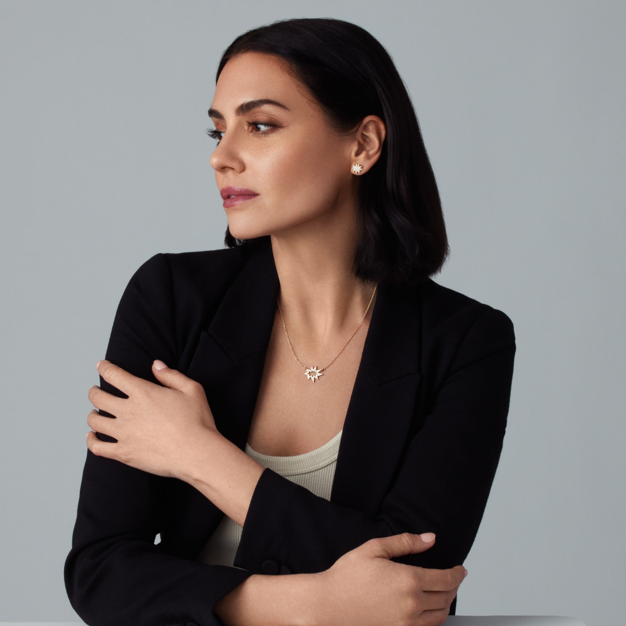 Gold Midi Nova KAPOW! Necklace: Pavé Diamonds