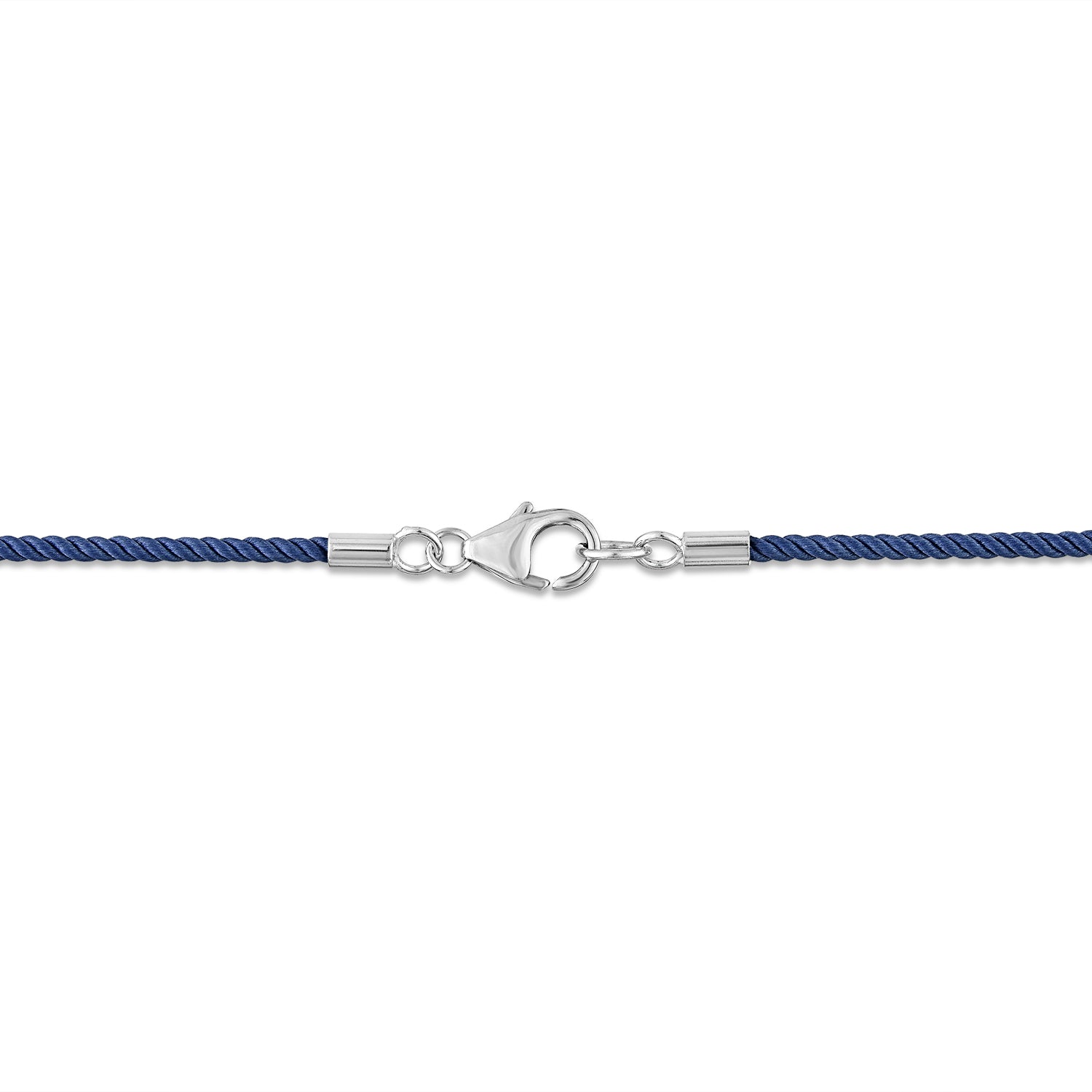 Long Thin Navy Blue Silk Cord Necklace with Silver Clasp