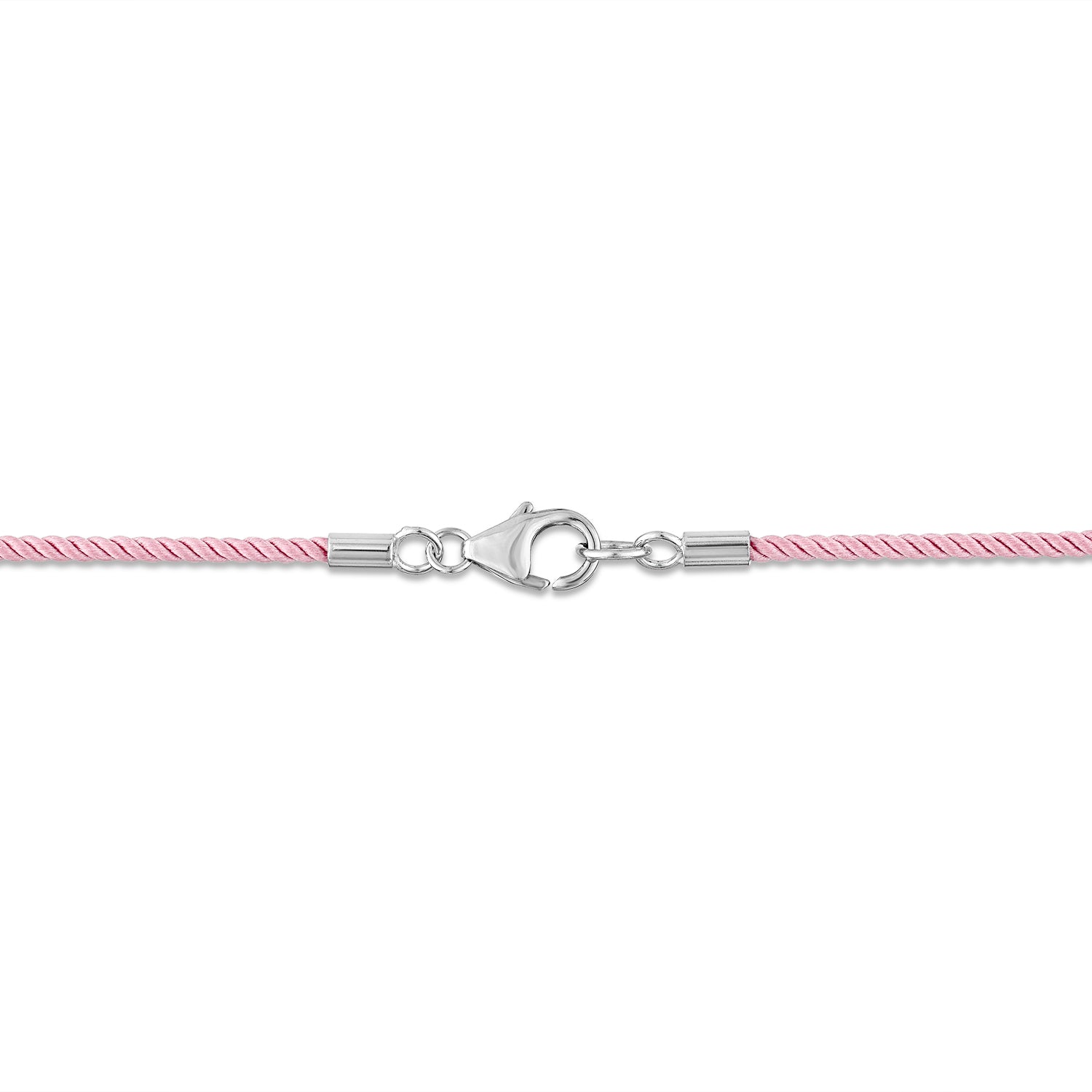 Short Pink Silk Cord Necklace with Silver Clasp
