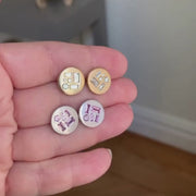 Gold Disc Earrings with Diamonds