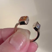 Toi et Moi Bezel Set Gold Ring with Mandarin Garnet and Lavender Spinel
