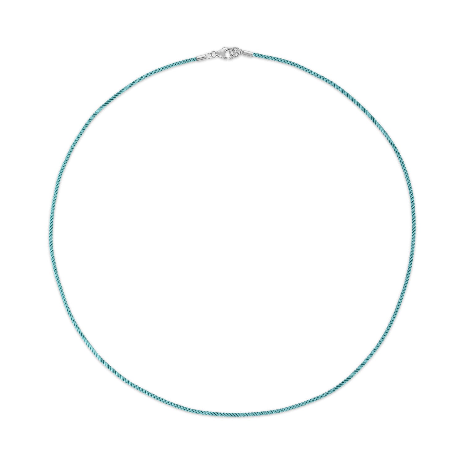 Short Turquoise Silk Cord Necklace with Silver Clasp