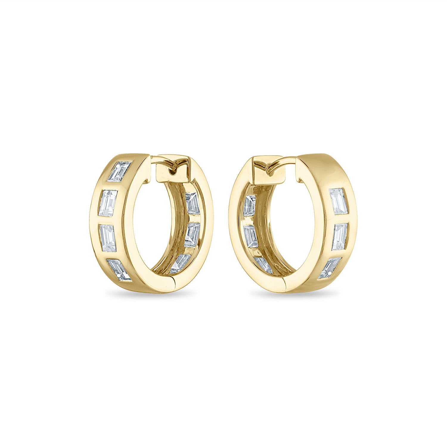 Essentials Small Linear Diamond Hoop Earrings