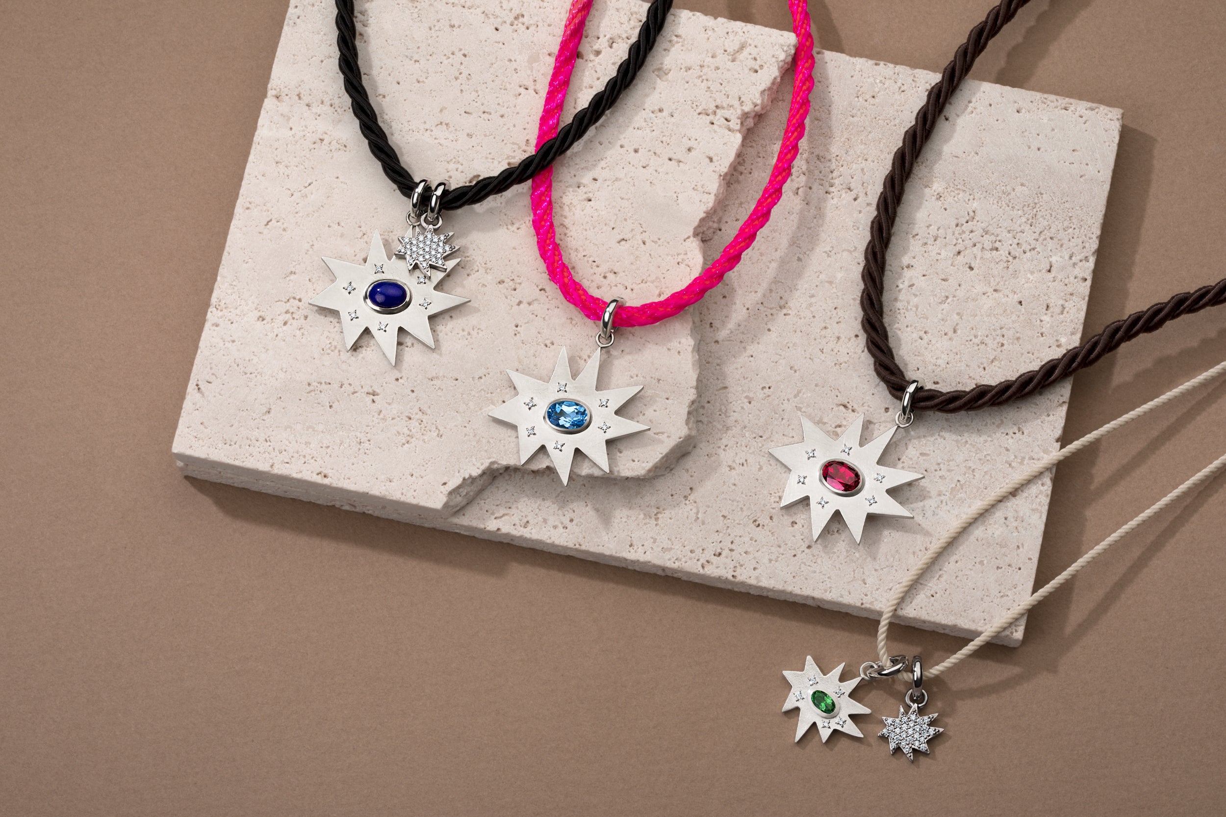 Silver Midi KAPOW! Charm with Green Tourmaline