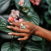 Large Florette Single Flower Cocktail Ring in Forget-Me-Not Blue
