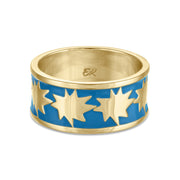 Mini KAPOW! Rimmed Cigar Band Ring with Gold and Enamel