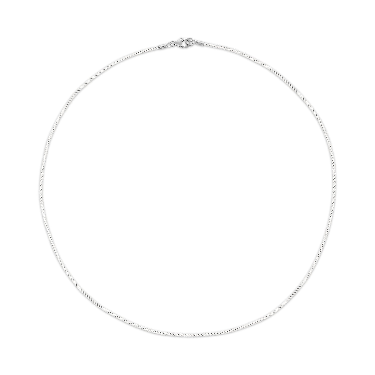 Short White Silk Cord Necklace with Silver Clasp