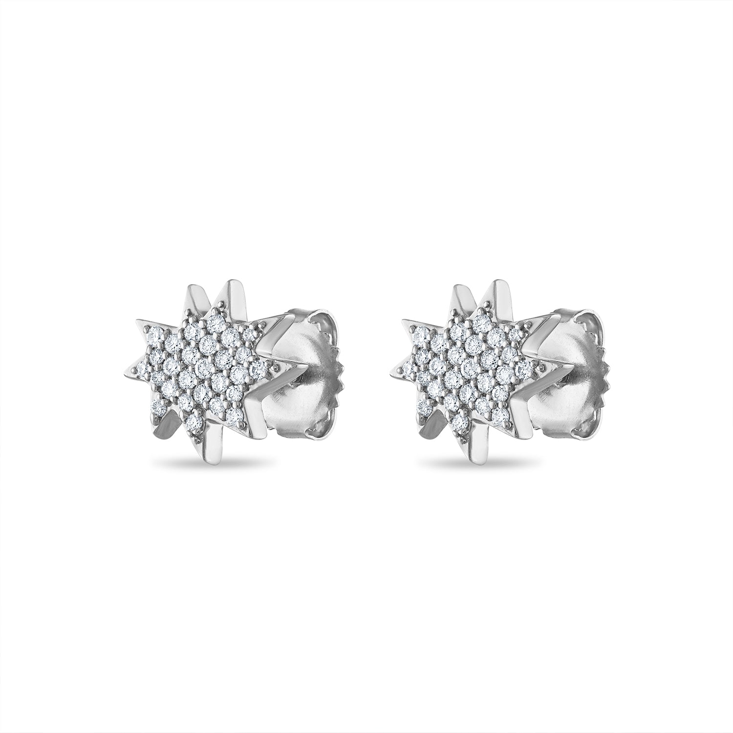 White Gold Mini KAPOW! Stud Earrings with Pavé Diamonds