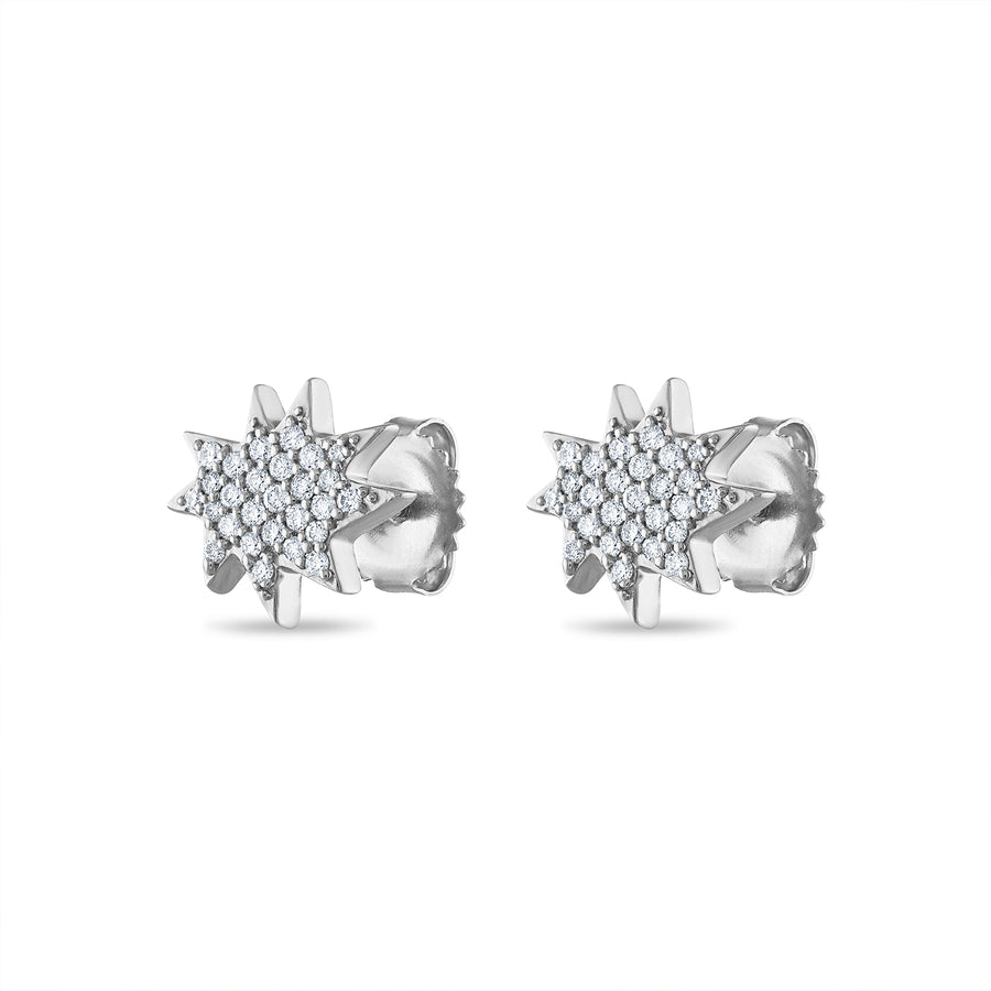 White Gold Mini KAPOW! Stud Earrings with Pavé Diamonds