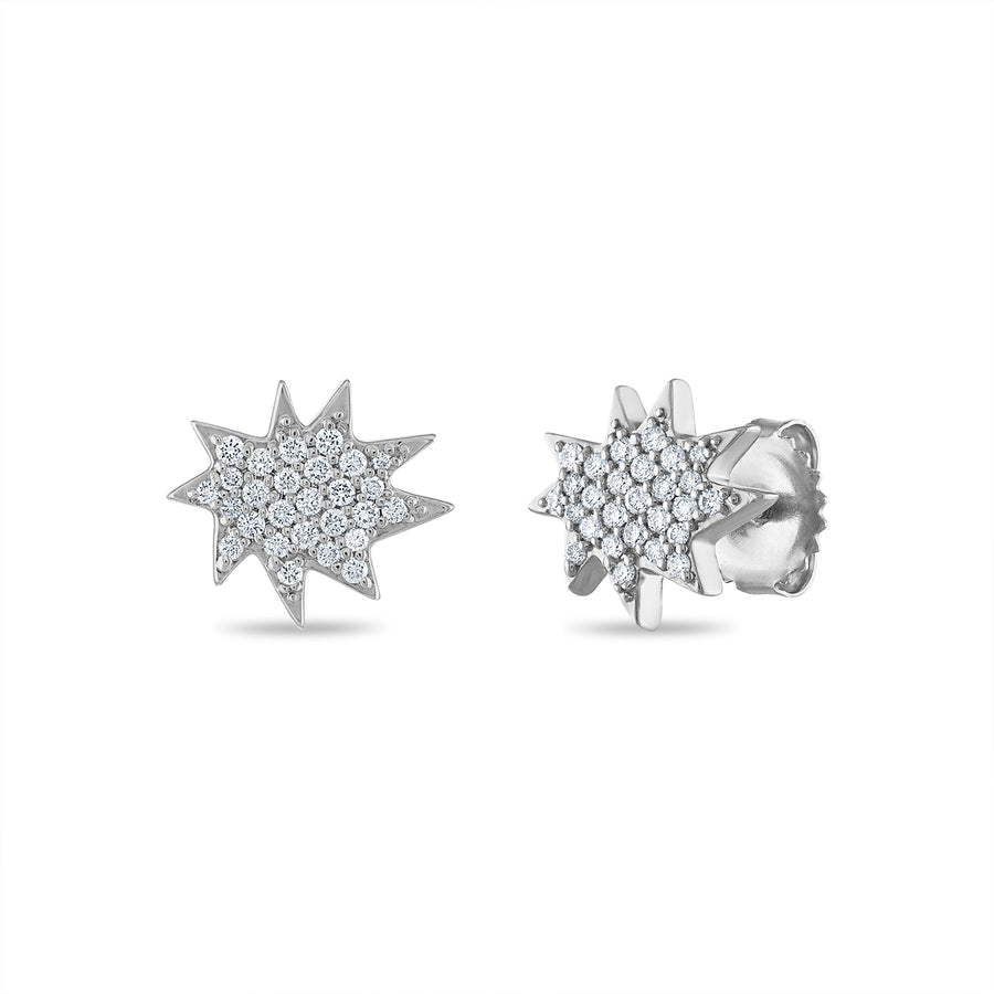 White Gold Mini KAPOW! Stud Earrings with Pavé Diamonds