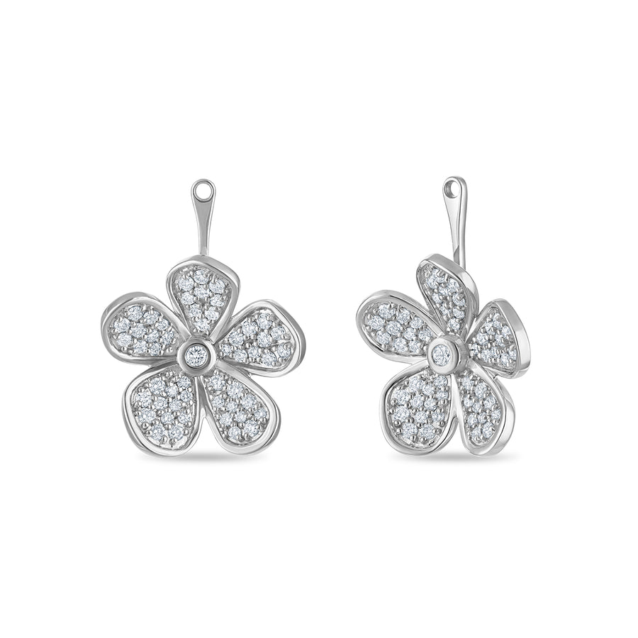 Convertible Double Florette Earrings in Pavé Diamonds and White Gold