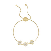 Gold Mini Stella/KAPOW! bolo bracelet: Three Pavé Diamond Stars