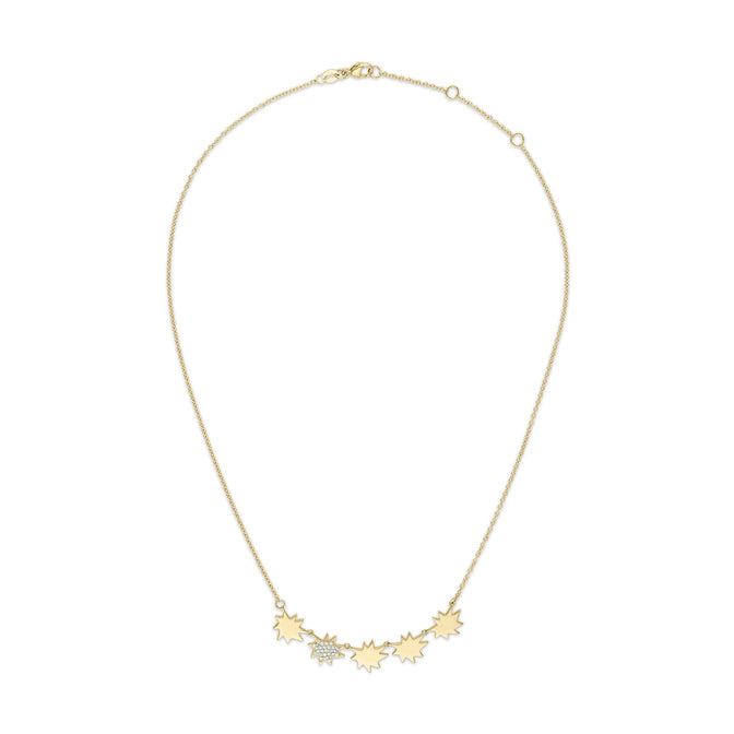 Gold Five Star Mini Stella/KAPOW! Necklace: One with One Pavé Diamond