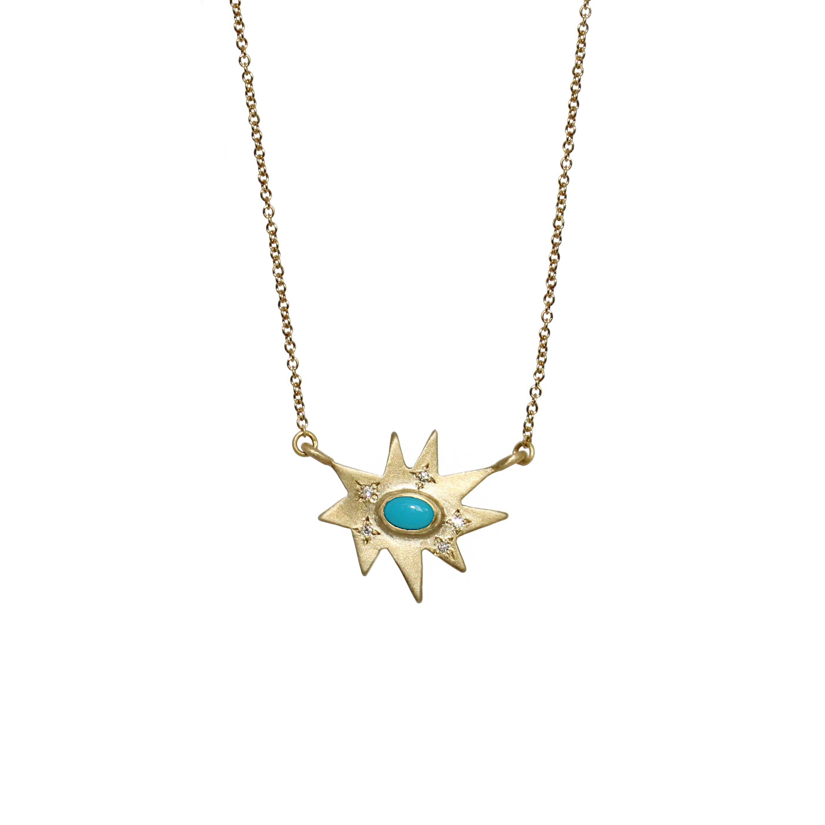 Gold Stellina Necklace: Turquoise