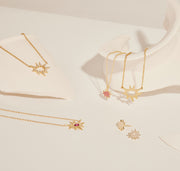 Gold Stellina Nova Necklace/KAPOW! with Pavé Rubies