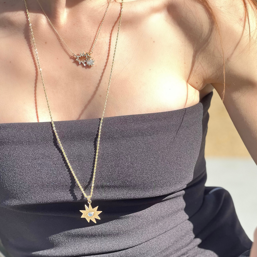 Gold Stellina/KAPOW! Charm with Moonstone