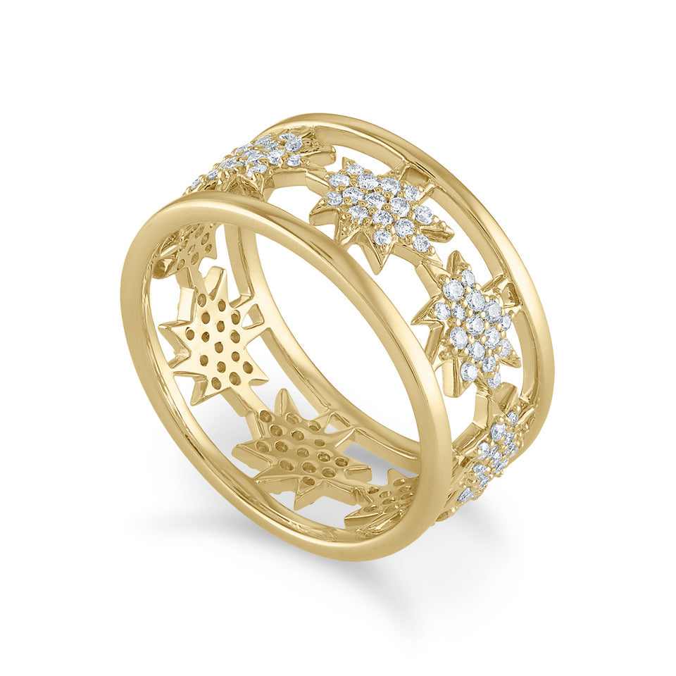 Gold Full Pavé Diamond Mini Stella/KAPOW! Band Ring