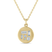 Gold Diamond Disc Pendant