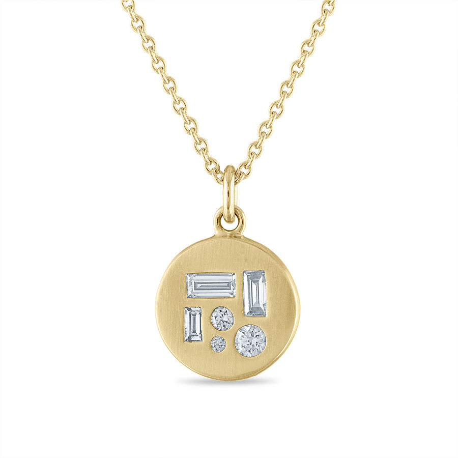 Gold Diamond Disc Pendant