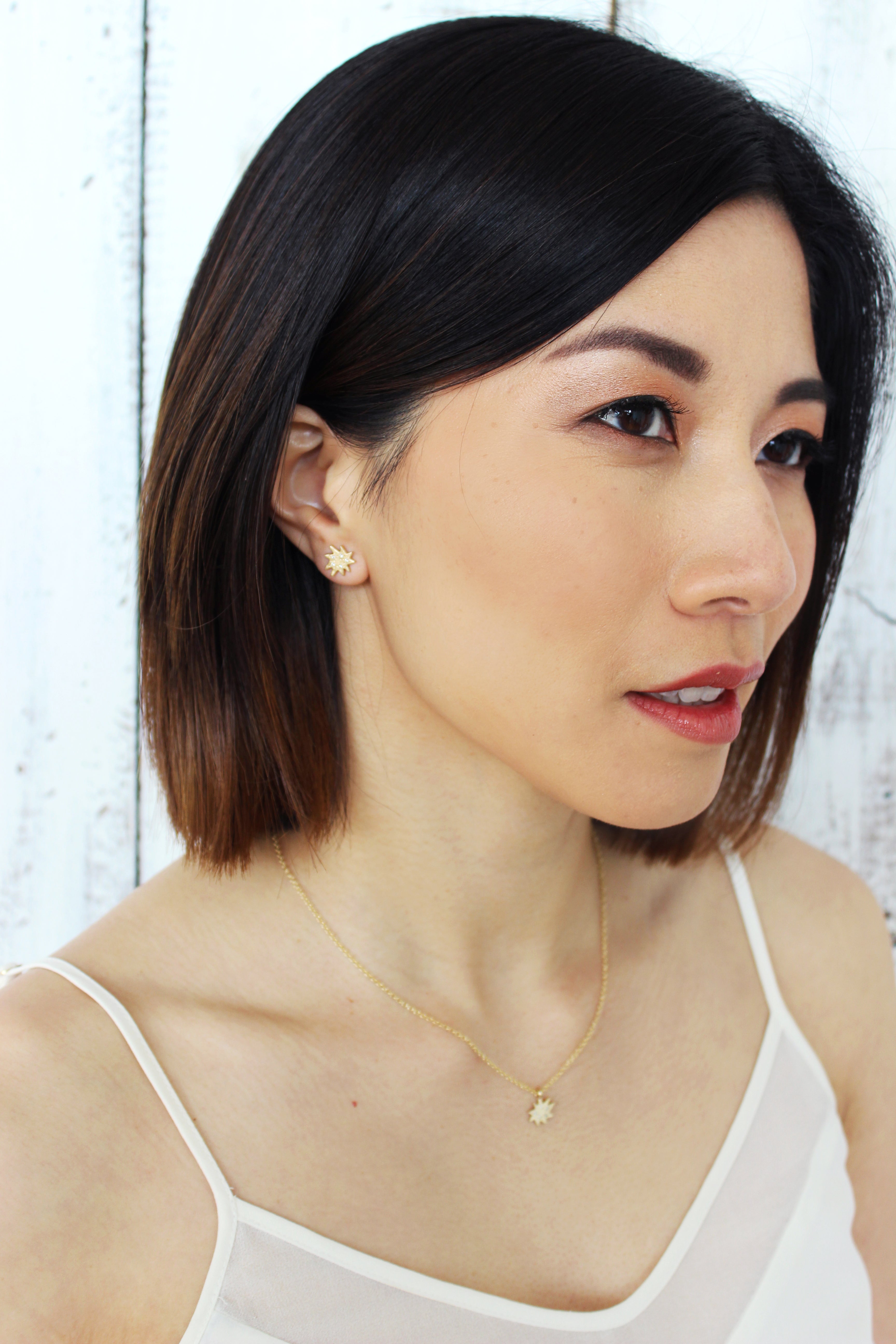 Gold Mini Stella/KAPOW! Stud Earrings with Pavé Diamonds