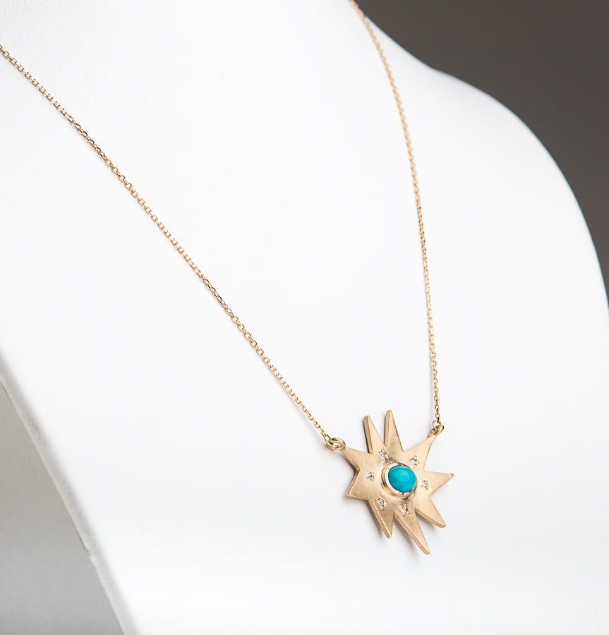 Gold Stella/KAPOW! Necklace: Turquoise