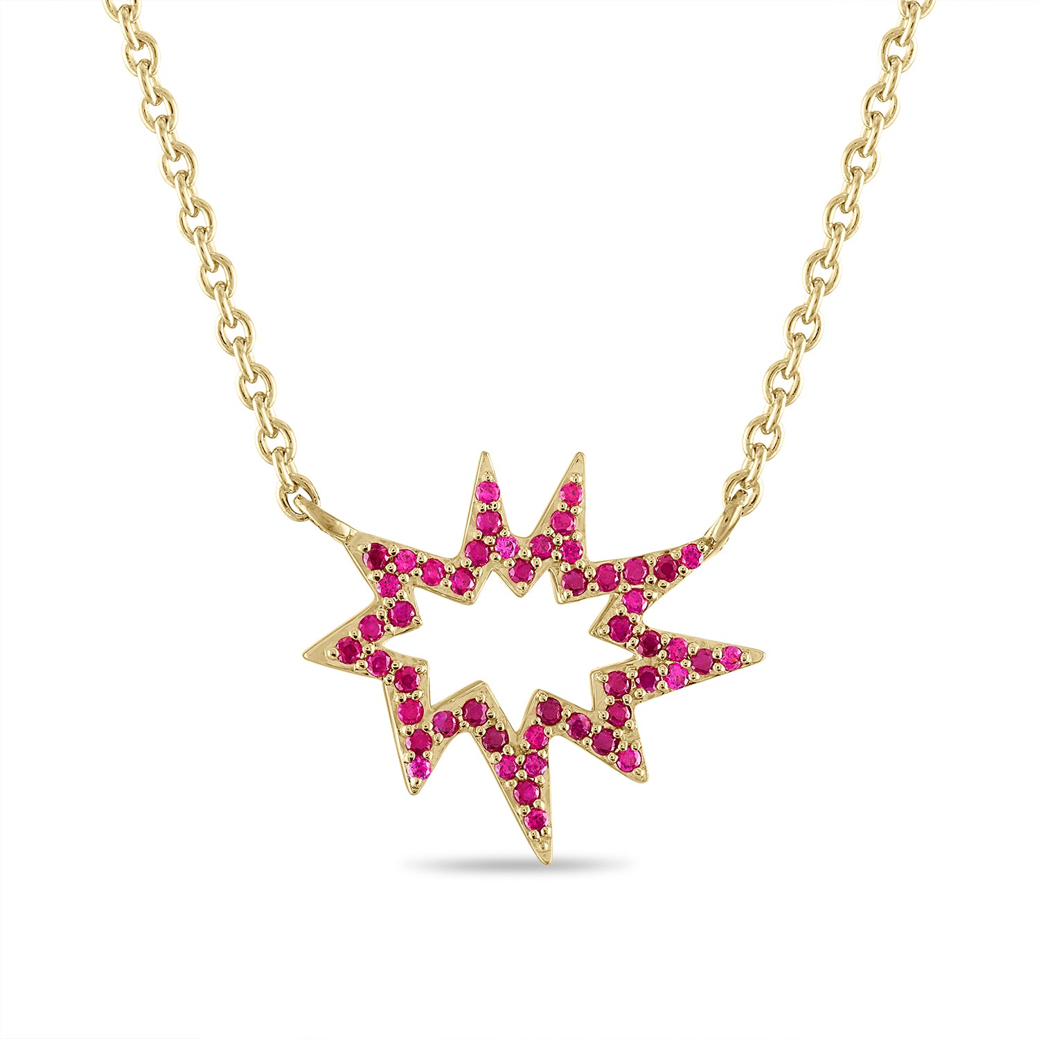 Gold Stellina Nova Necklace/KAPOW! with Pavé Rubies