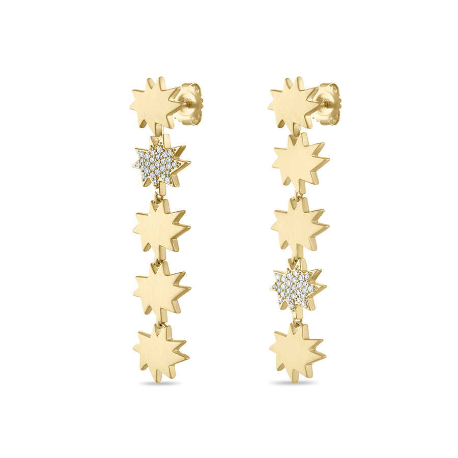 Gold Five Star Mini Stella/KAPOW! Convertible Earrings: One Pavé Diamond Star
