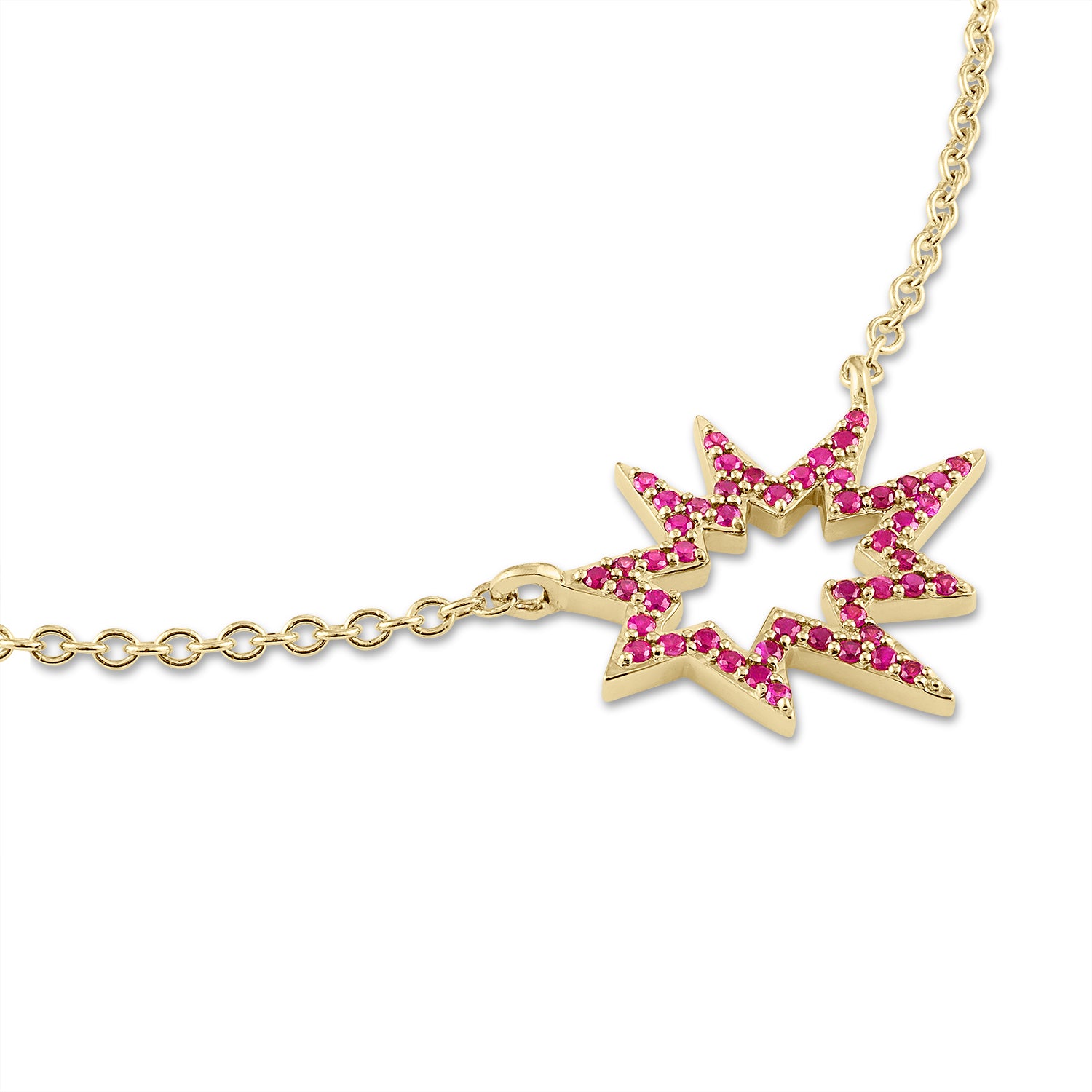Gold Stellina Nova Necklace/KAPOW! with Pavé Rubies