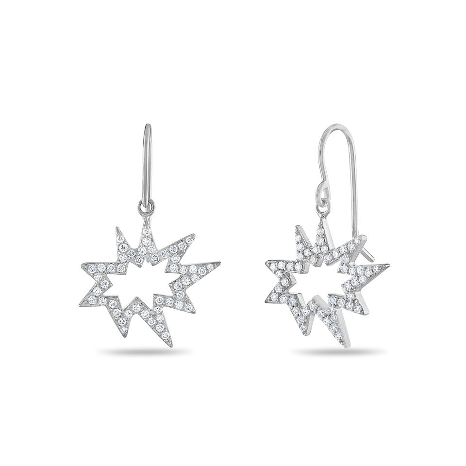 White Gold Pavé Diamond Stellina Nova/KAPOW! Earrings