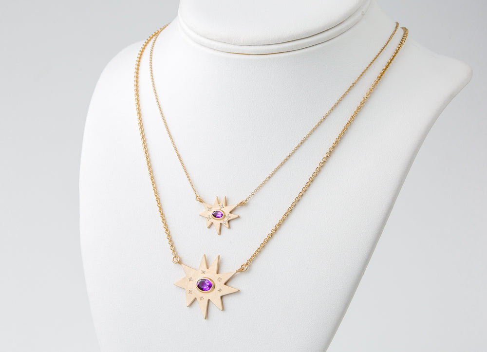 Gold Stella/KAPOW! Necklace: Amethyst