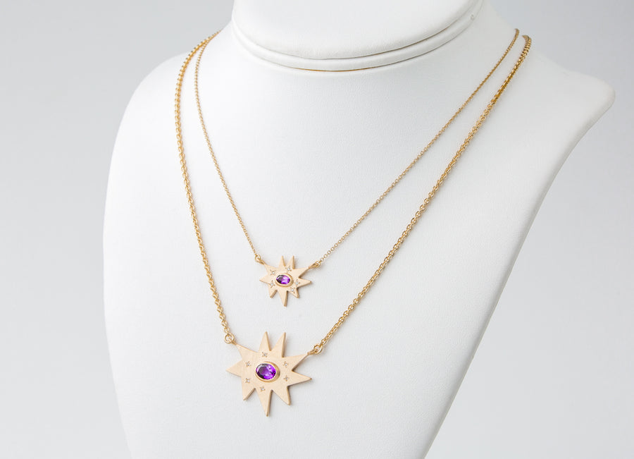 Gold Stella/KAPOW! Necklace: Amethyst