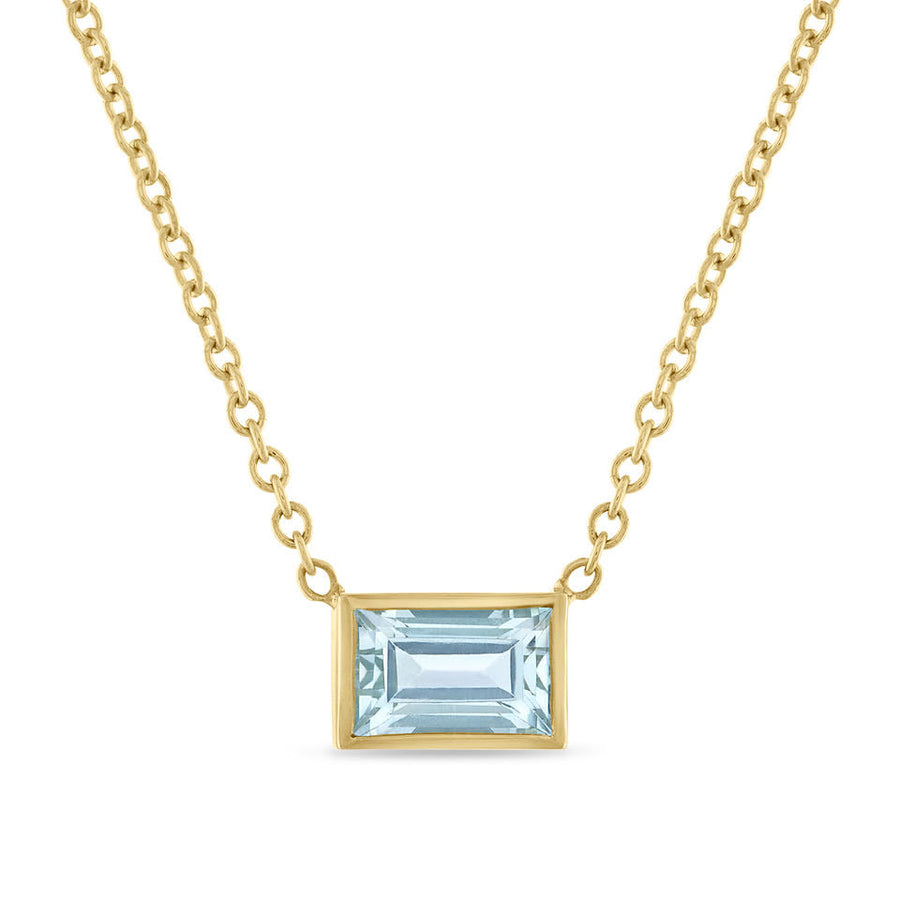 Gold Aquamarine Pendant Necklace