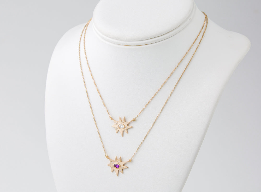 Gold Stellina/KAPOW! Necklace: Amethyst