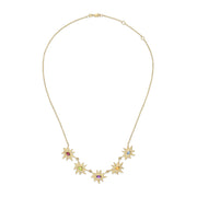 Gold Five Star Stellina/KAPOW! Necklace with Rainbow Gemstones and Diamonds