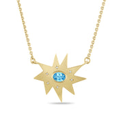 Gold Stella/KAPOW! Necklace: Blue Topaz