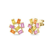 Large Jubilation Studs: Pink, Yellow and Orange Sapphire