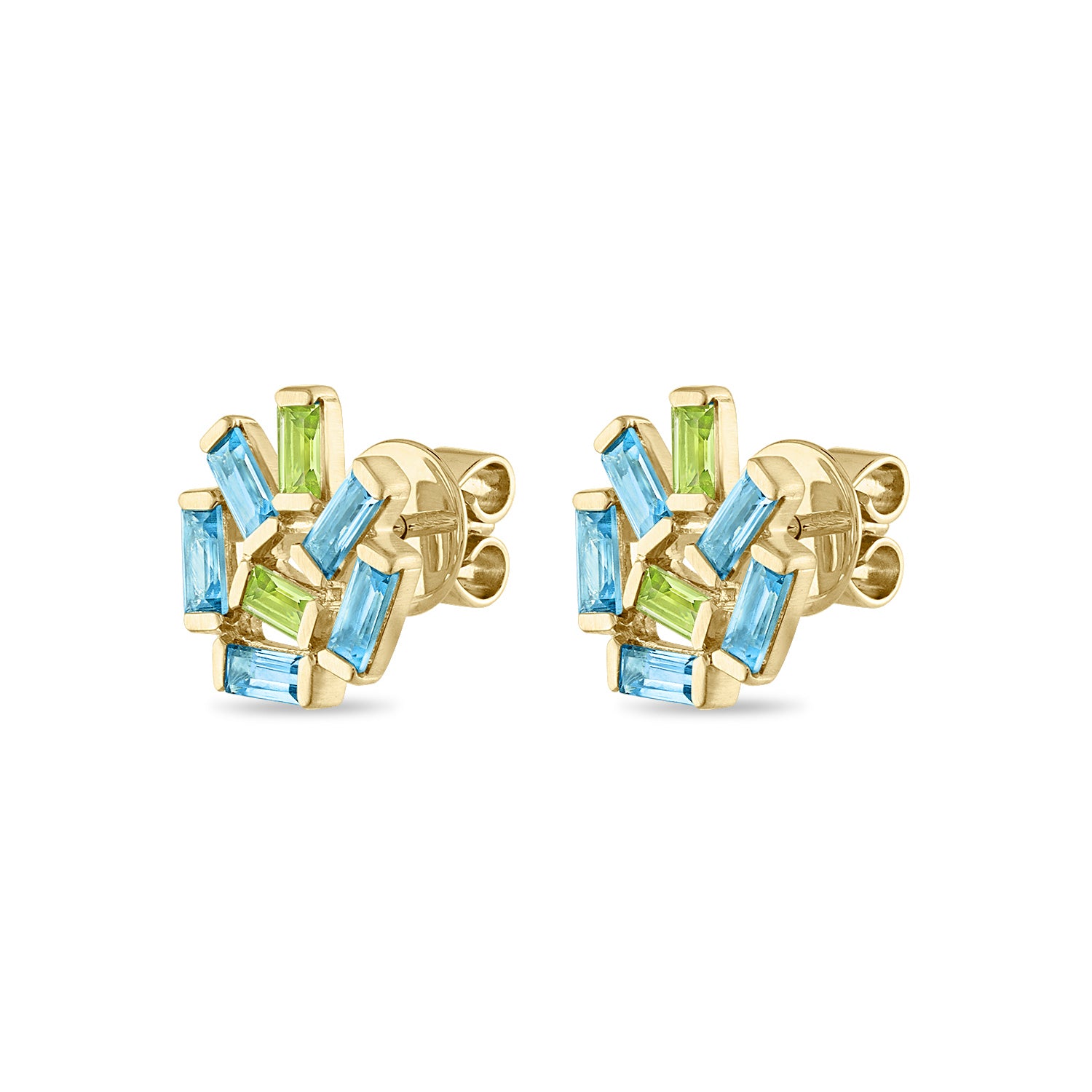 Medium Jubilation Studs: Blue Topaz and Peridot
