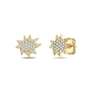 Gold Mini Stella/KAPOW! Stud Earrings with Pavé Diamonds