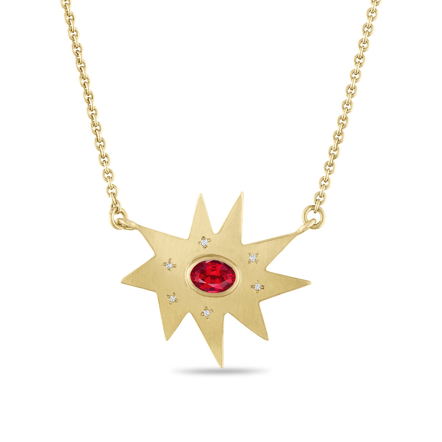 Gold Stella/KAPOW! Necklace: Garnet