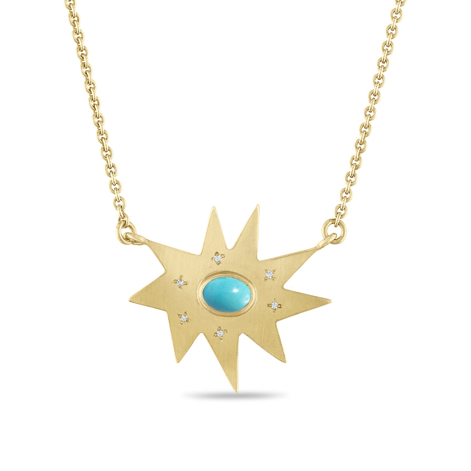 Gold Stella/KAPOW! Necklace: Turquoise