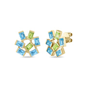 Large Jubilation Studs: Blue Topaz and Peridot