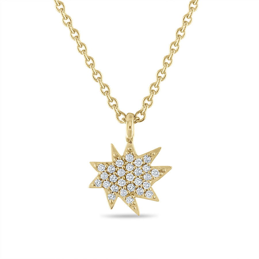 Gold Mini Stella/KAPOW! Necklace with Pavé Diamonds