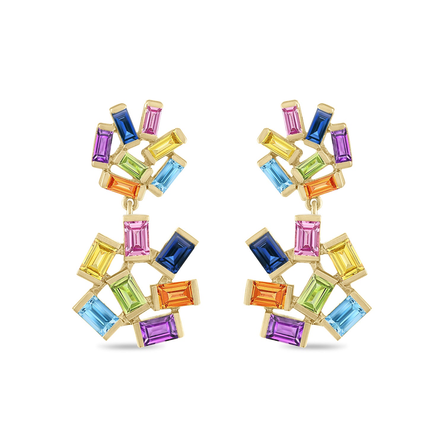 Double Jubilation Earrings: Rainbow Gemstone