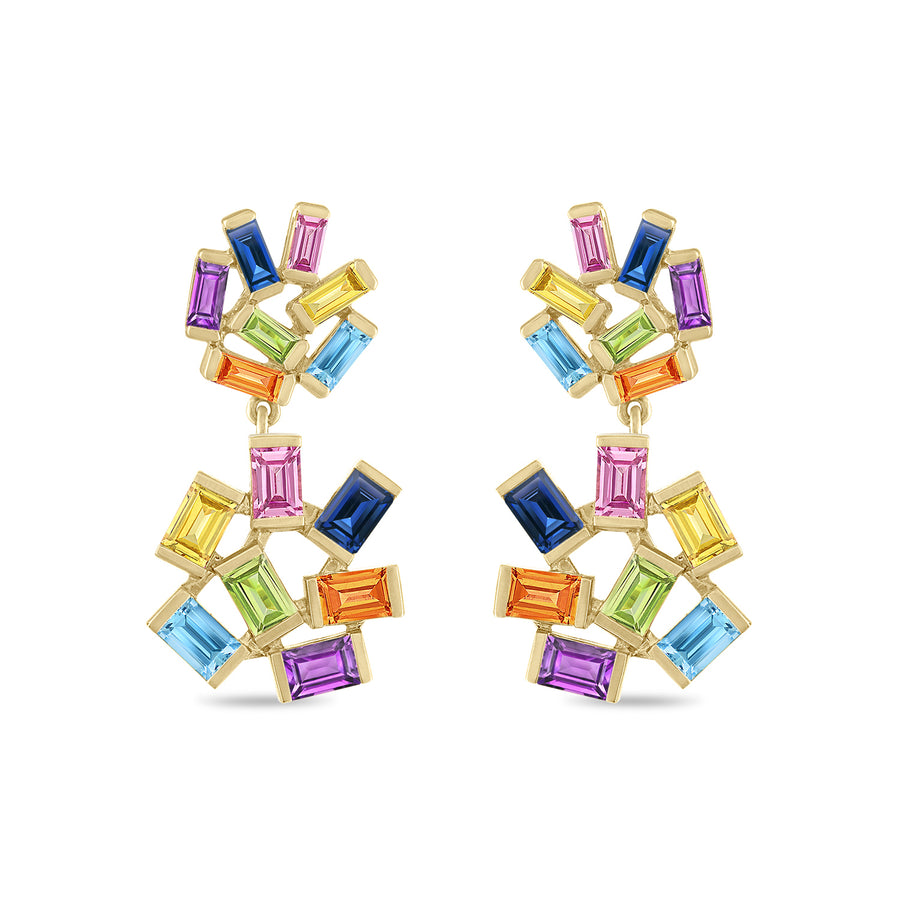 Double Jubilation Earrings: Rainbow Gemstone