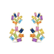 Double Jubilation Earrings: Rainbow Gemstone