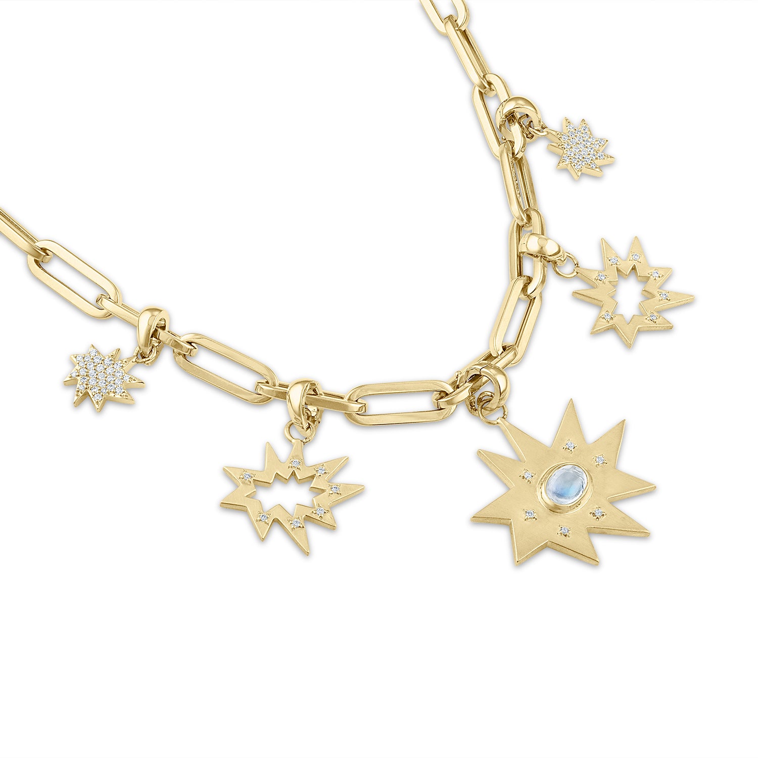Gold Stella/KAPOW! with Moonstone Charm