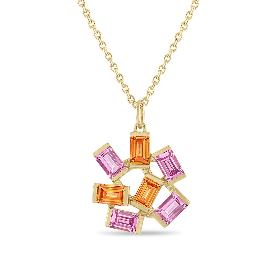 Large Jubilation Pendant Necklace: Pink and Orange Sapphire