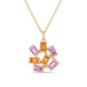 Large Jubilation Pendant Necklace: Pink and Orange Sapphire