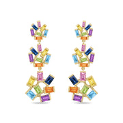 Triple Jubilation Earrings: Rainbow Gemstone